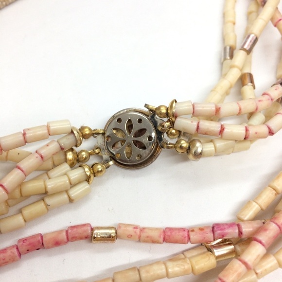 3/$30 VINTAGE BOHO MULTI STRAND NECKLACES TUBE BEADS BLUE PINK PLASTIC SET 2 - Picture 12 of 13